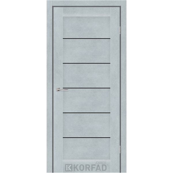 Межкомнатные двери KORFAD EXPRESS RIVIERA Цемент Светлый Черное стекло