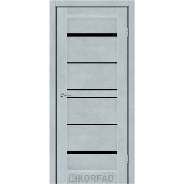 Межкомнатные двери KORFAD EXPRESS VISTA Цемент Светлый Черное стекло