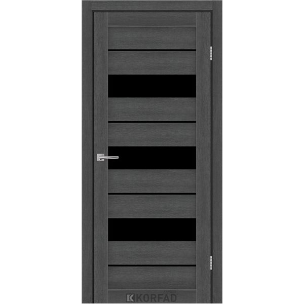 Межкомнатные двери KORFAD EXPRESS CORRIS Ясень Гранит Черное стекло