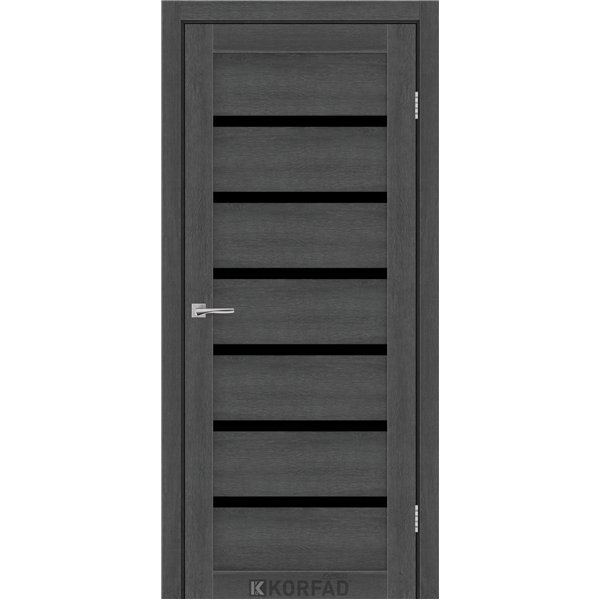 Межкомнатные двери KORFAD EXPRESS DELMONT Ясень Гранит Черное стекло