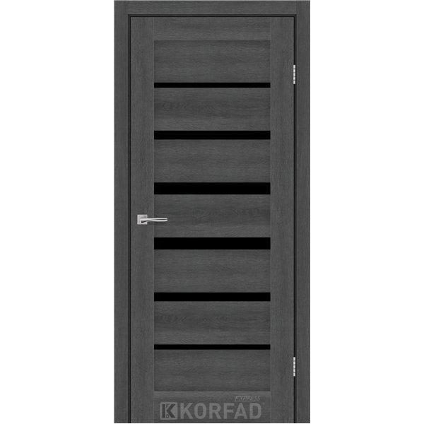 Межкомнатные двери KORFAD EXPRESS PESTO Ясень Гранит Черное стекло
