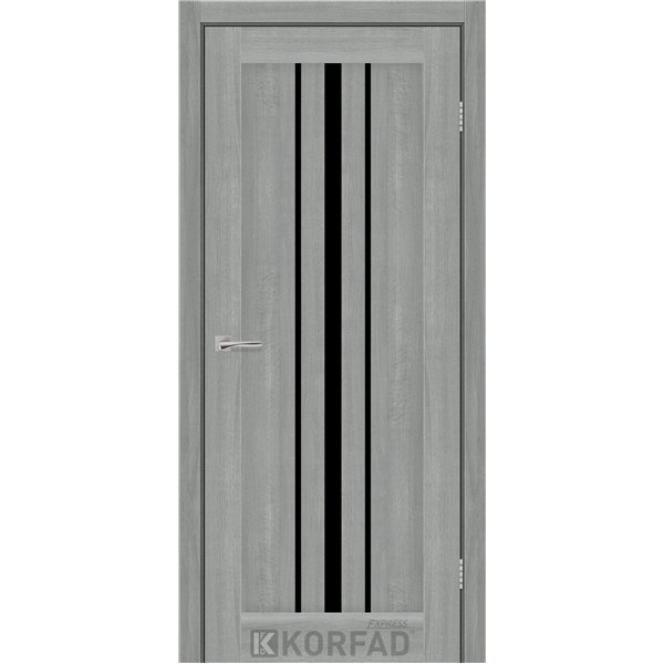 Межкомнатные двери KORFAD EXPRESS ALLEGRO Ясень Стальной Черное стекло