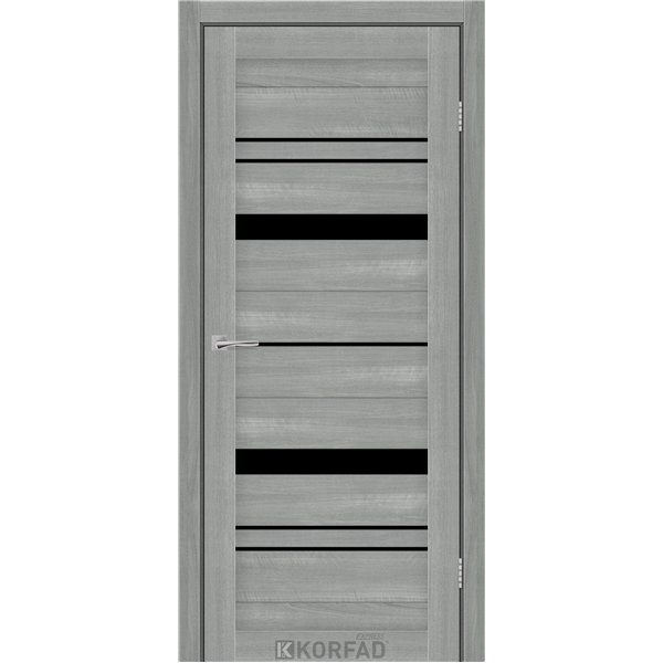 Межкомнатные двери KORFAD EXPRESS BELMINA Ясень Стальной Черное стекло