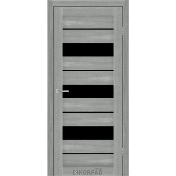 Межкомнатные двери KORFAD EXPRESS CORRIS Ясень Стальной Черное стекло