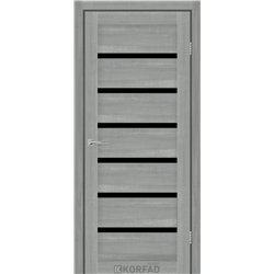 Межкомнатные двери KORFAD EXPRESS DELMONT Ясень Стальной Черное стекло