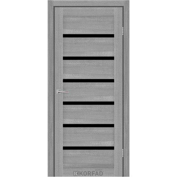 Межкомнатные двери KORFAD EXPRESS DELMONT Ясень Стальной Черное стекло