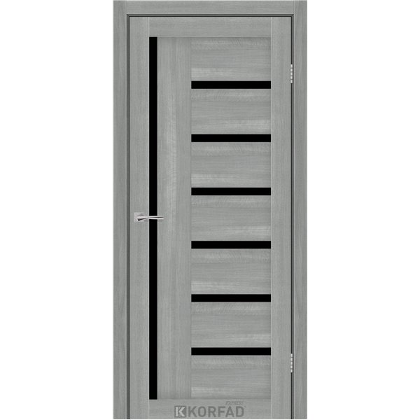 Межкомнатные двери KORFAD EXPRESS HELENA Ясень Стальной Черное стекло