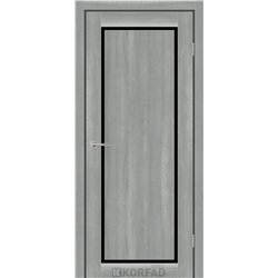 Межкомнатные двери KORFAD EXPRESS LEGACY Ясень Стальной Черное стекло