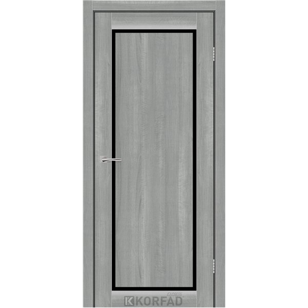 Межкомнатные двери KORFAD EXPRESS LEGACY Ясень Стальной Черное стекло