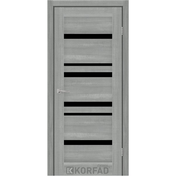 Межкомнатные двери KORFAD EXPRESS MARTINA Ясень Стальной Черное стекло