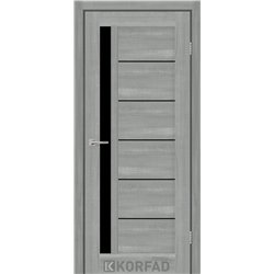 Межкомнатные двери KORFAD EXPRESS OCTAVIA Ясень Стальной Черное стекло