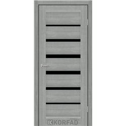 Межкомнатные двери KORFAD EXPRESS PESTO Ясень Стальной Черное стекло