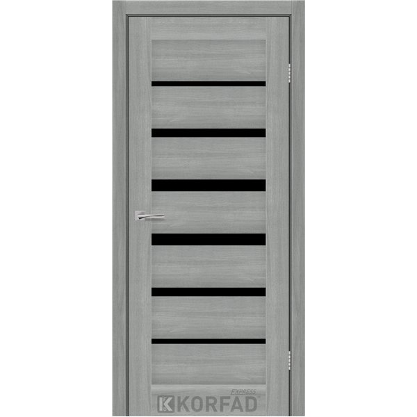 Межкомнатные двери KORFAD EXPRESS PESTO Ясень Стальной Черное стекло