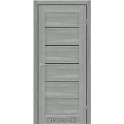 Межкомнатные двери KORFAD EXPRESS RIVIERA Ясень Стальной Черное стекло