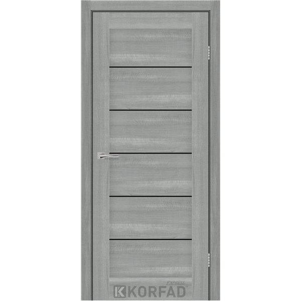 Межкомнатные двери KORFAD EXPRESS RIVIERA Ясень Стальной Черное стекло