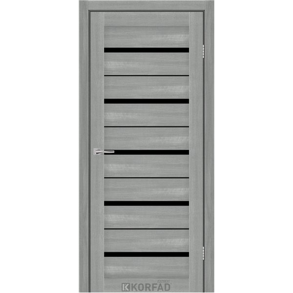 Межкомнатные двери KORFAD EXPRESS ROXTON Ясень Стальной Черное стекло