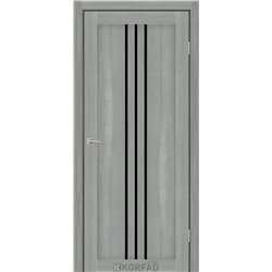 Межкомнатные двери KORFAD EXPRESS STILTON Ясень Стальной Черное стекло
