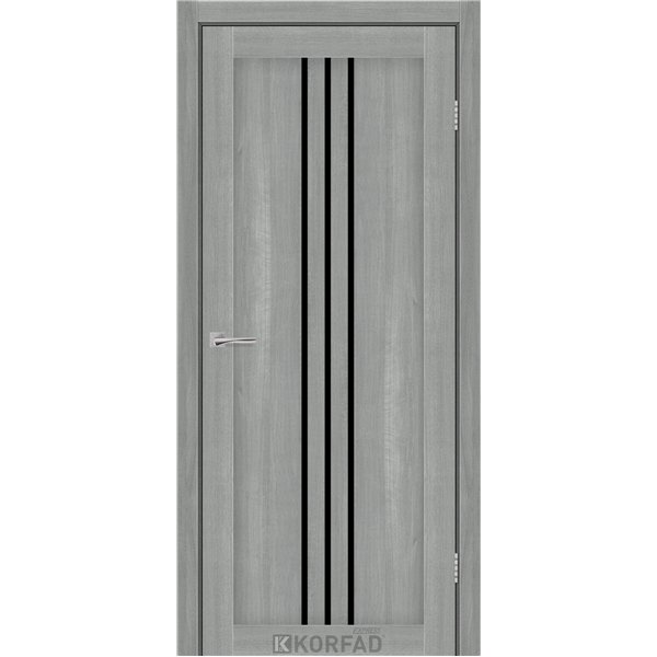 Межкомнатные двери KORFAD EXPRESS STILTON Ясень Стальной Черное стекло