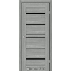 Межкомнатные двери KORFAD EXPRESS VISTA Ясень Стальной Черное стекло