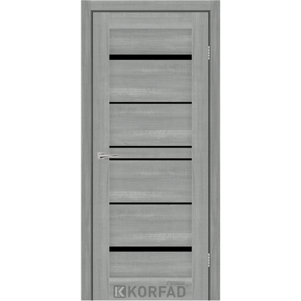 Межкомнатные двери KORFAD EXPRESS VISTA Ясень Стальной Черное стекло