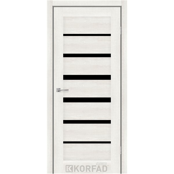 Межкомнатные двери KORFAD EXPRESS PESTO Ясень Шелковый Черное стекло