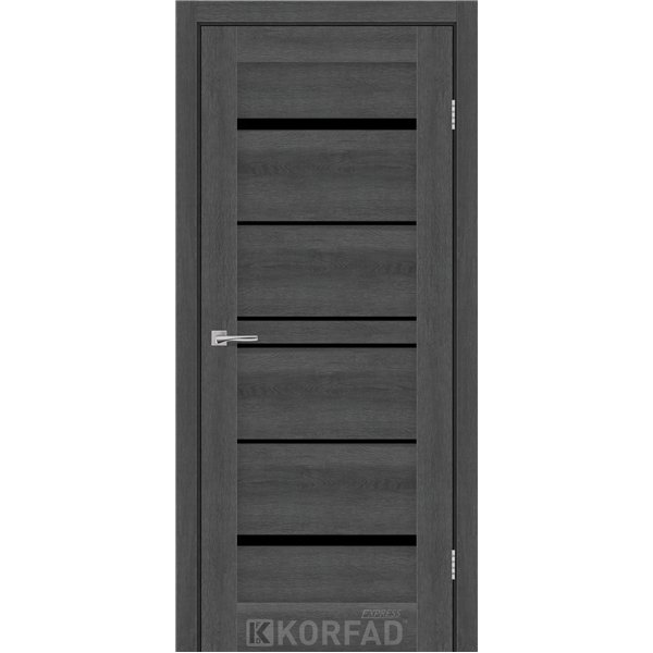 Межкомнатные двери KORFAD EXPRESS VISTA Ясен Гранит Черное стекло