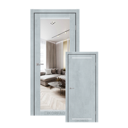 Межкомнатные двери KORFAD EXPRESS ARTESIA Цемент Светлый Зеркало серебряное Глухое