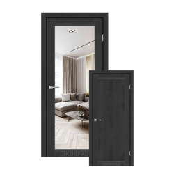 Межкомнатные двери KORFAD EXPRESS ARTESIA Бетон Графит Зеркало серебряное Глухое