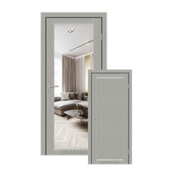 Межкомнатные двери KORFAD EXPRESS ARTESIA Сатин Жемчужный Зеркало серебряное Глухое