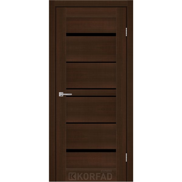 Межкомнатные двери KORFAD EXPRESS VISTA Каштан Бурбон Черное стекло