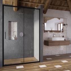 Душові двері двохелементні BLSDP2-110 Transparent Black RAVAK