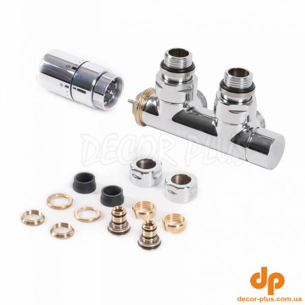 Набір вентилів інтегрований термостатичний кутовий правий хром Terma