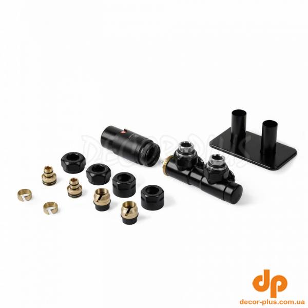 Набір вентилів інтегрований термостатичний правий чорний мат Twins All in One Terma