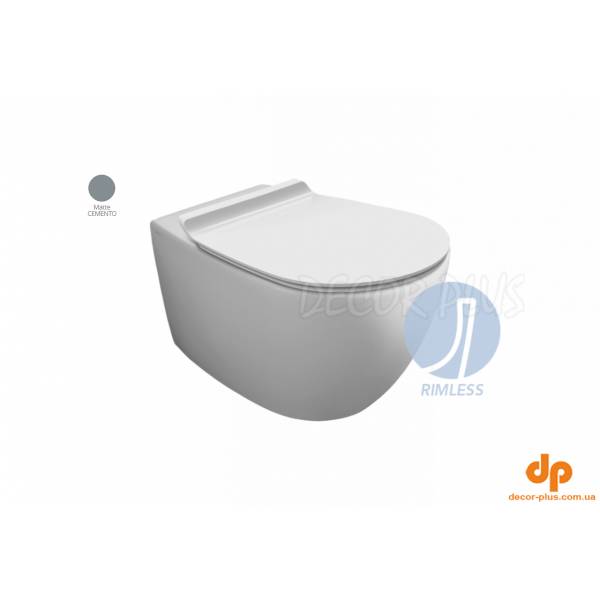 Унітаз підвісний Vignoni Rimless VI18 з кришкою soft-close Cemento matt VI18-F85-VI004СM SIMAS