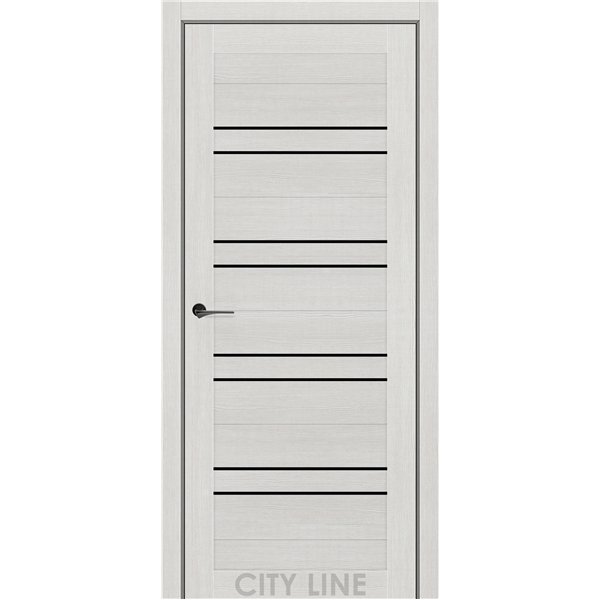 Двері міжкімнатні CITY LINE EXPRESS RAIMOND Котон Крем Чорне скло