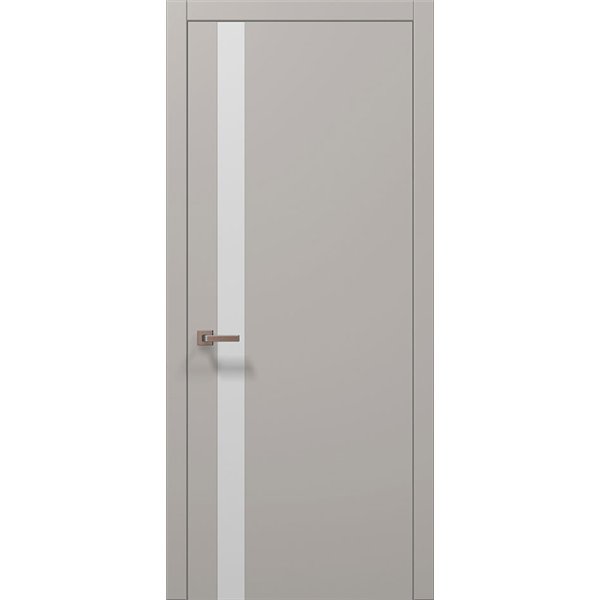 Міжкімнатні двері Папа Карло  PL-04 світло сірий супермат скло бiле