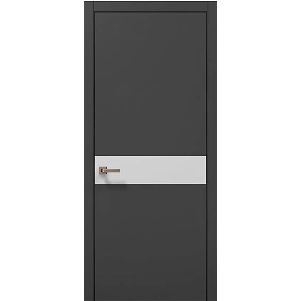 Міжкімнатні двері Папа Карло  PL-03 темно сірий супермат скло бiле