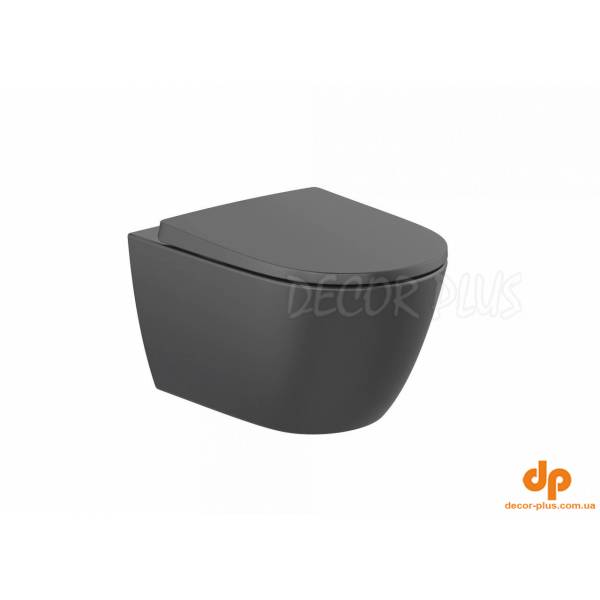 Комплект унітаз підвісний з кришкою soft-close Ona Rimless Black matt A346687080+A801E12081 Roca