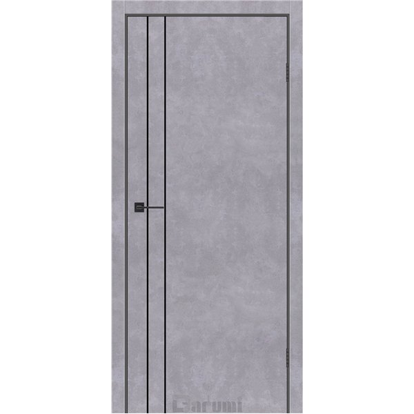 Двері міжкімнатні Darumi PLATO LINE PTL-05 Сірий бетон алюмінієвий молдинг Алюмінієвий торець
