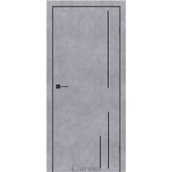 Двері міжкімнатні Darumi PLATO LINE PTL-06 Сірий бетон алюмінієвий молдинг Алюмінієвий торець 