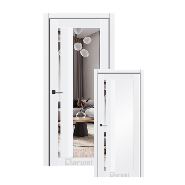 Двери межкомнатные Darumi FLORIANA 02 Белое матовое матовое зеркало