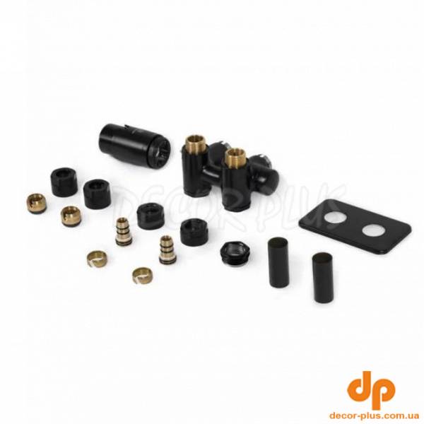 Набір вентилів трьохосьовий термостатичний лівий чорний мат Integra Duo All in One Terma