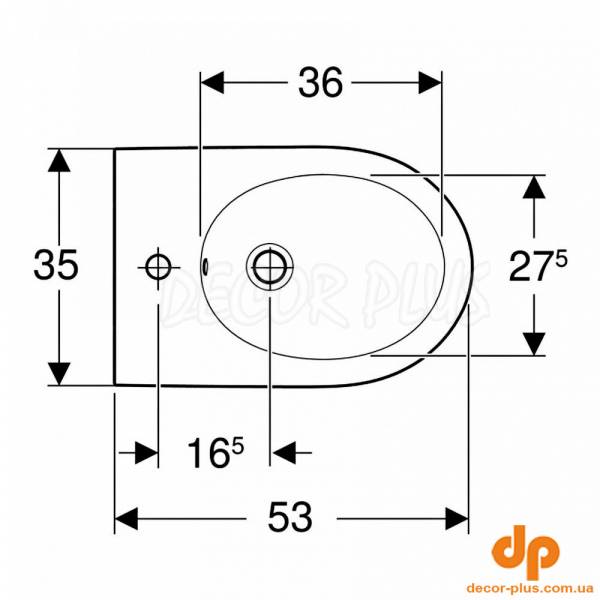 502.825.00.1 Підвісне біде Geberit Acanto закритої форми, білий глянець (1 сорт)