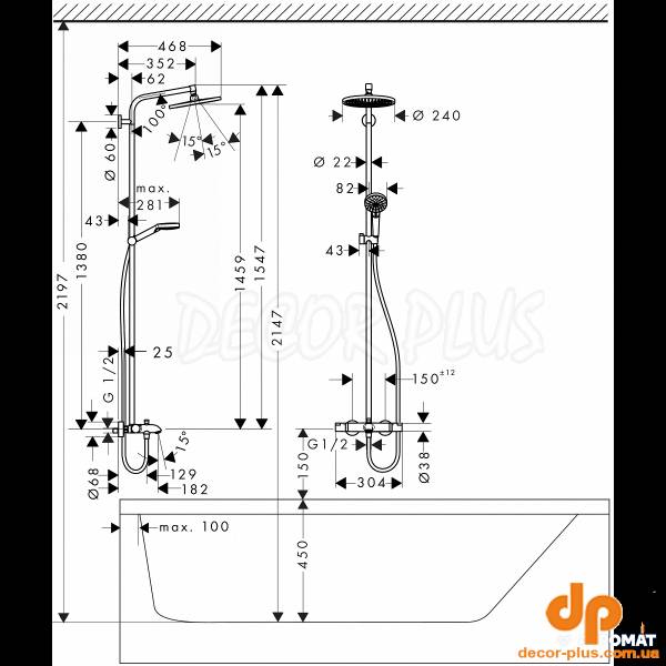 27320000 Crometta S 240 Showerpipe Душова система д/ванни (1 сорт)