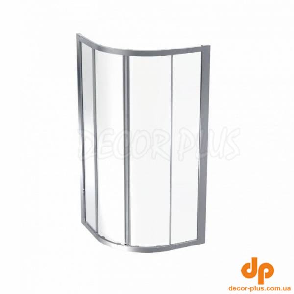 560.121.00.2 GEO Душова кабіна, 1/4 кола, 90х90см, h190см, скло прозоре, проф.сріблястий (1 сорт)