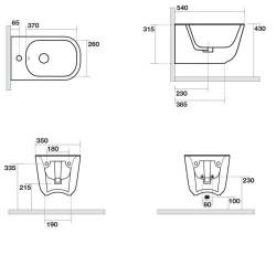 5125 30 Tribeca Біде підвісне з 1 отв. під змішувач в комплекті із шумоізоляцією та кріпленням WB9N, білий матовий (1 сорт)