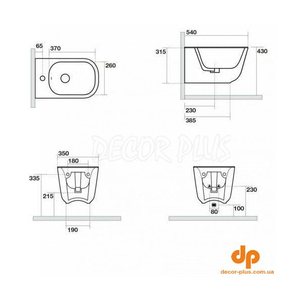 5125 30 Tribeca Біде підвісне з 1 отв. під змішувач в комплекті із шумоізоляцією та кріпленням WB9N, білий матовий (1 сорт)