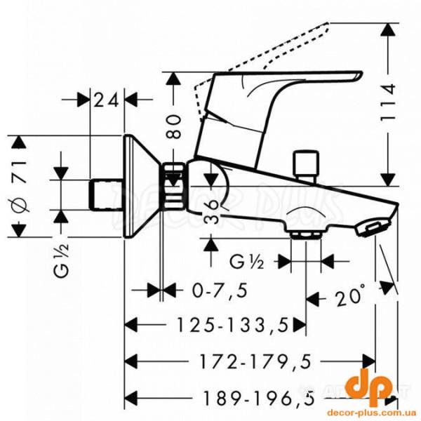 31940000 Focus E2 Змішувач д/ванни (1 сорт)