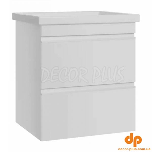 753055W FRAME Біла глянцева тумба 55см з раковиною та сифоном (1 сорт)