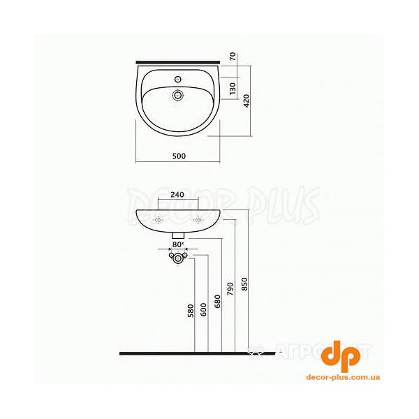 7115100U SOLO Раковина 50 см, з 1 отв.під зміш., з переливом, білий глянець (1 сорт)